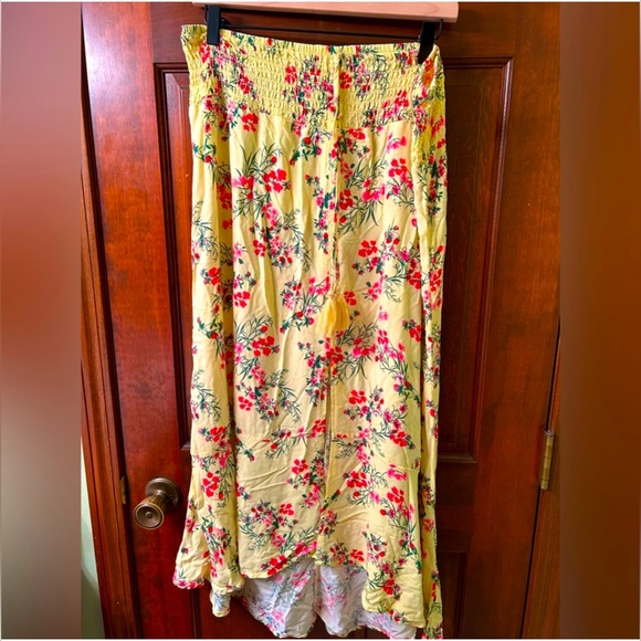 💜 NO BOUNDARIES VTG Cute High low Yellow floral Maxi skirt. Size XXL Juniors - Picture 1 of 7